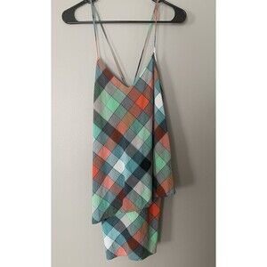 Patagonia Women Sz 4 Dappled Layered Madras Mini Dress Plaid Checkered